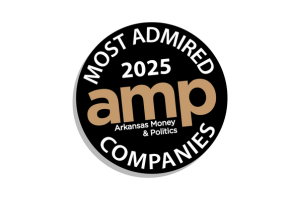 ATG - 2025 AMP Most Admired Companies A black and gold circular badge with the text Most Admired Companies 2025 AMP Arkansas Money & Politics written on it.